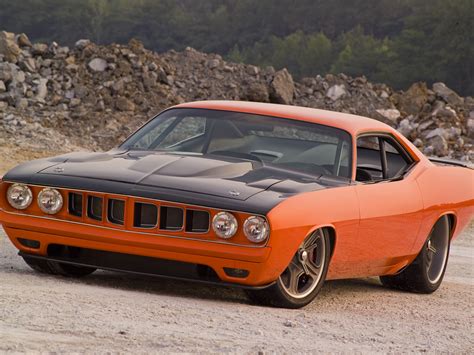 Download wallpaper 1971, Orange, Barracuda, Plymouth, Muscle Car, G ...