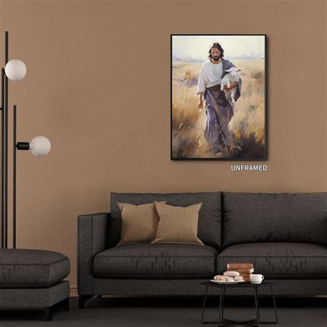 Cekjekle Póster con cuadro de Jesús, lienzo de Jesús y el cordero, arte ...