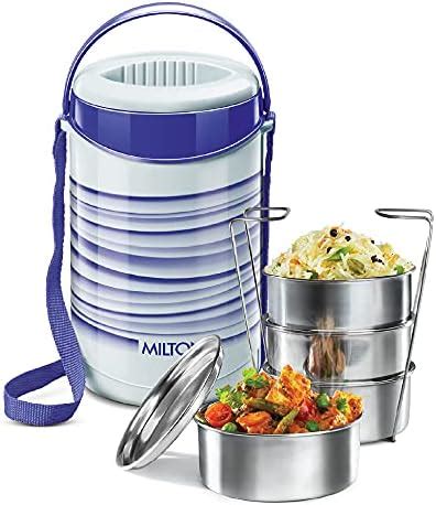 Buy Cello Meal Kit Stainless Steel Lunch Box Set, 355ml, Set of 4, Blue ...