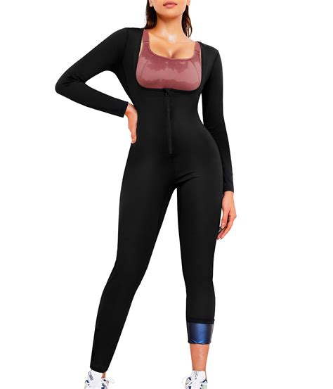 Junlan Sauna Suit for Women Full Body Compression Suit Sweat Jumpsuit ...