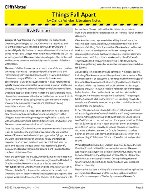 Grade 11 English: Analysis of "Things Fall Apart" by Achebe - Studocu