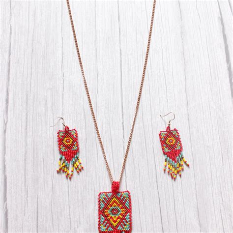 Red, Turquoise and Yellow Handcrafted Beaded Necklace Set – A Local Tribe