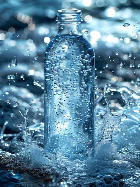 Disposable transparent plastic water bottle with water splash ...