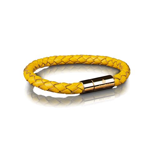 Leather Bracelet 6mm // Gold + Yellow - Skultuna - Touch of Modern