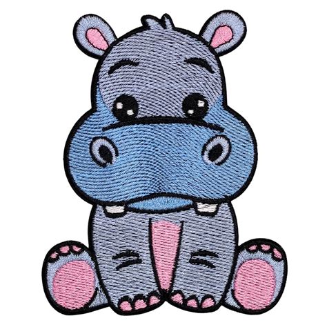 EMBRO BOF Happy Hippo Patch – 3.5 inches, Cool Colorful Hippo Iron On ...