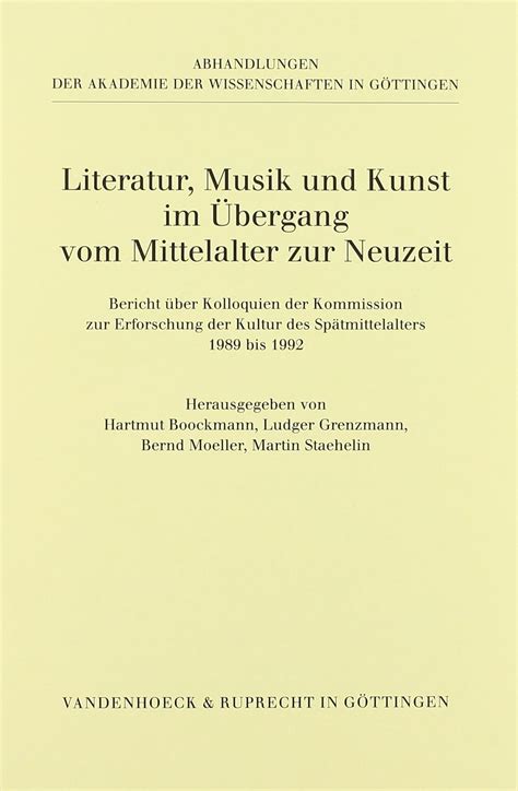 Buy Literatur, Musik Und Kunst Im Ubergang Vom Mittelalter Zur Neuzeit ...