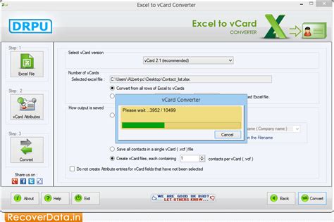Excel to vCard Converter Ssoftware screenshots to know how to import ...