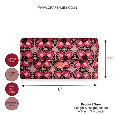 Long Flap Wallet- Black Maroon Floral – Crafthues