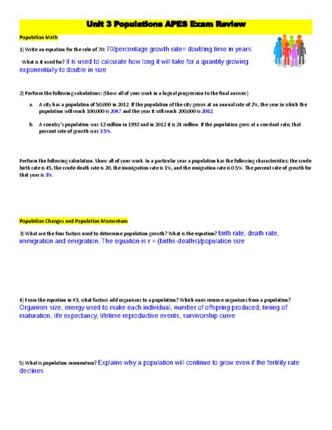 Unit 3 Populations AP Exam Review - Unit 3 Populations APES Exam Review ...