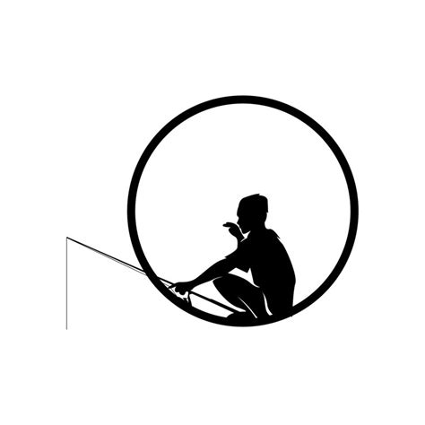 Angeln Logo Symbol Vektor Fische auf dem Boot im Freien Sonnenuntergang ...