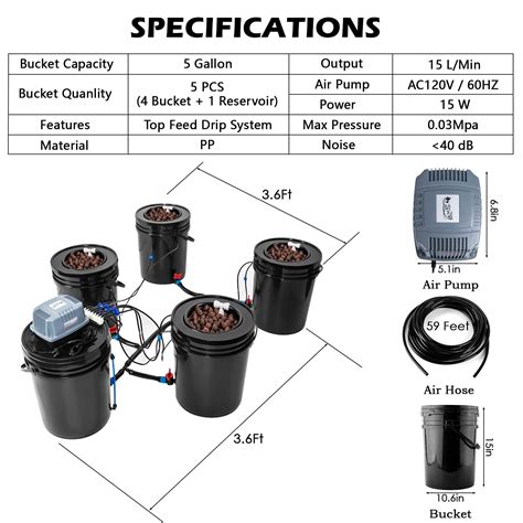 Buy DWC Hydroponic Bucket System, Recirculating Top Feed Drip ...