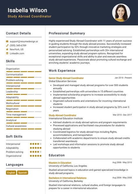 Study Abroad Resume Sample – Study Abroad Examples – IYMUUK