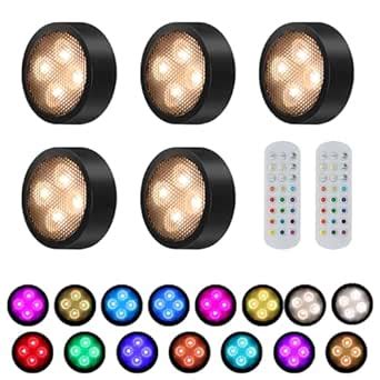 5 Pack Puck Lights, Under Cabinet Lights Stick on Tap Light Push Lights ...
