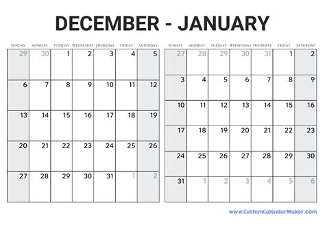 December 2026 January 2027 February Calendar Printable - Free Printable Templates