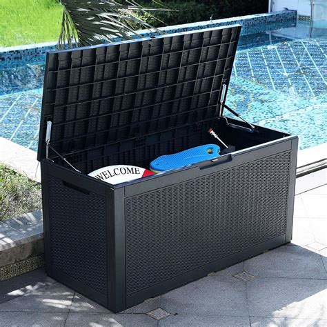 YITAHOME 100 Gallon Large Deck Box, Outdoor Resin Storage Boxes for ...