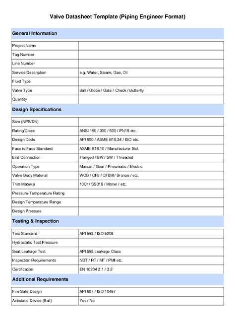 Ball Valve Datasheet Template (Piping Engineer Format) - Studocu