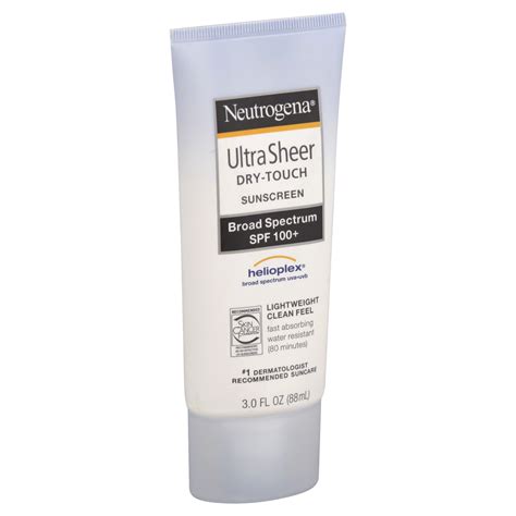 Neutrogena Ultra Sheet Sunblock, Dry-Touch, SPF 100+, 3 oz.