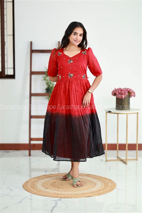 Ponmathi Mul Cotton Dress with Stone work Non feeding | Sarashape