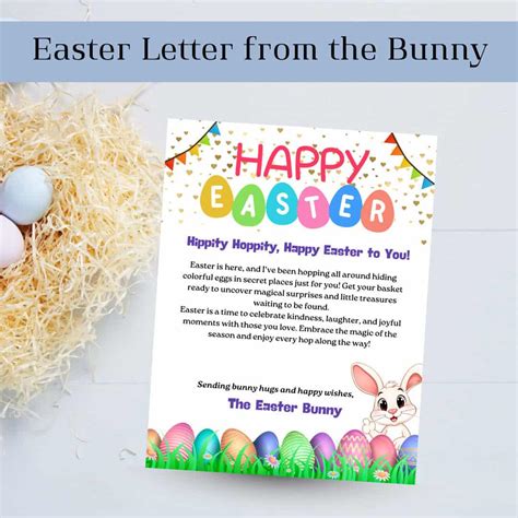 Printable Easter Bunny Letter for Kids – Cute Easter Bunny Note for Egg ...