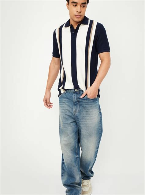 Buy Men Striped Knit Polo T-shirt Online at just Rs. 799.0 ...