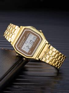 luxurit Square Gold Dial Black Unisex Digital Watch - For Men & Women ...