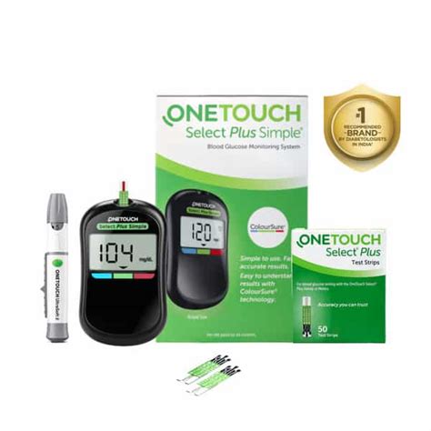 Buy ONETOUCH SELECT PLUS SIMPLE GLUCOMETER COMBO WITH 50 TEST STRIPS ...