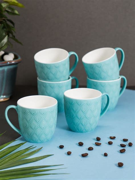 Buy Feast Kohinoor Coffee & Tea Mug Set of 6 (BLUE) Online – Clay Craft ...