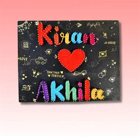 String Art Couple Name with Heart – Stitch&Gift