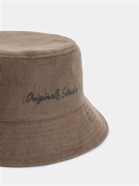 Brown Ribbed Bucket Hat