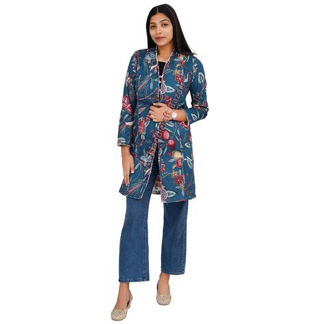 Buy Handicraft Bazarr Reversible Patchwork Long Coat Cotton Mandarin ...