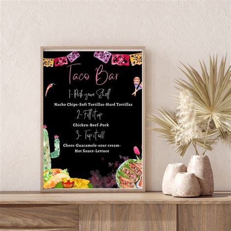 Printable and Editable Taco Bar Menu, Taco Party Menu Template, Taco ...