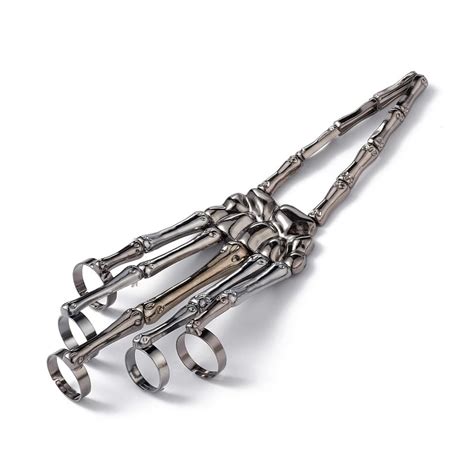 Via Mazzini Alloy Punk Bikers Bones Style Long Full Fingers Ring With ...