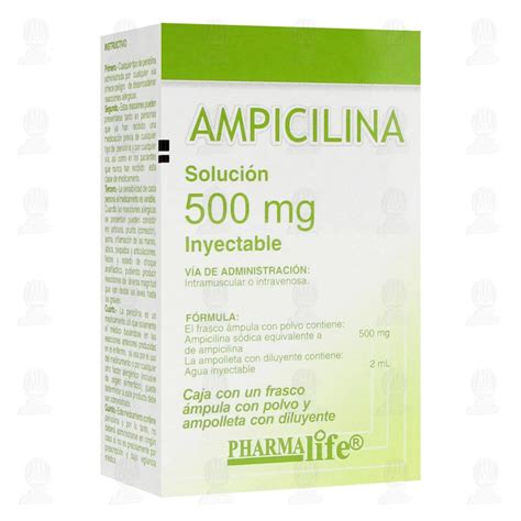 Ampicilina 500 mg, Solución Inyectable 2 ml Pharmalife.