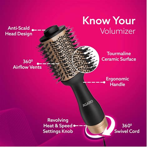 AGARO HV2179 Hot Air Brush for Hair, Blow Dryer Brush, Volumizer & Sty ...