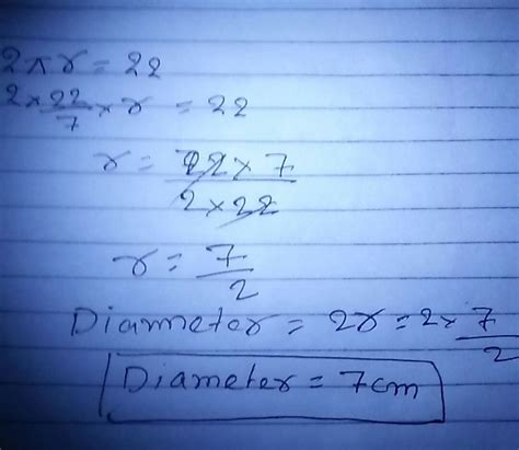find the diameter of the circle whose circumference is 22cm - Brainly.in