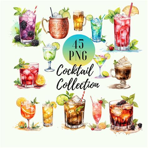 Watercolor Cocktails Clipart,cocktail Png,cocktails Clip Art,cocktails ...