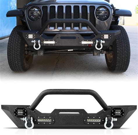 Peforway Front Bumper Fits For Jeep Wrangler JK JL 2007-2024 2025 for Jeep Gladiator JT 2020 ...