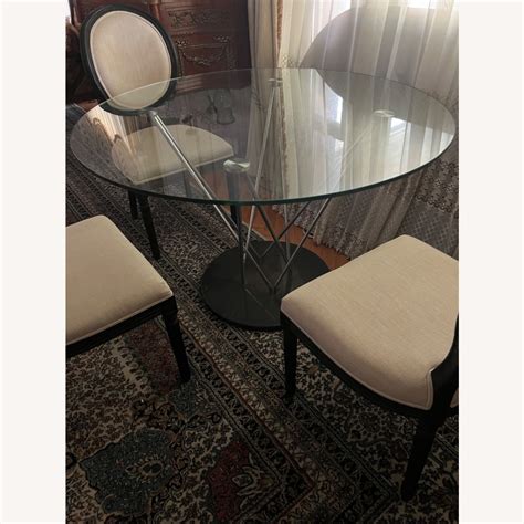 Glass Top and Marble Base Dining Table - AptDeco