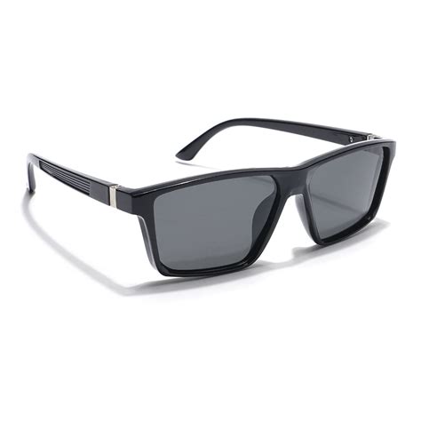 Eyejack Rectangle Polarized Sunglasses for Men & Women (Black Lens | G ...