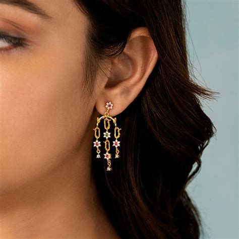 Buy Shaya by CaratLane Garden of Love Earrings in Gold Plated 925 ...