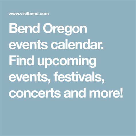 Bend Oregon Calendar Of Events
