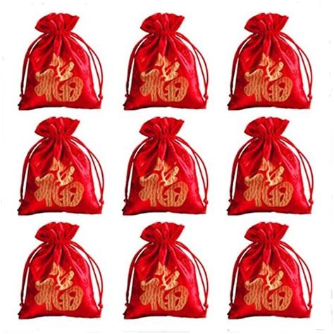 pankdream 10Pcs Drawstring Bag Chinese Silk Embroidered Brocade Bag ...