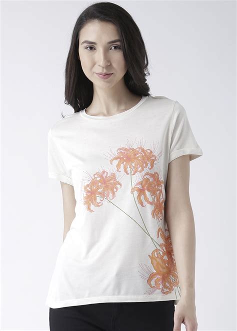 Get Floral Printed Beige Short Sleeves T-Shirt at ₹ 274 | LBB Shop