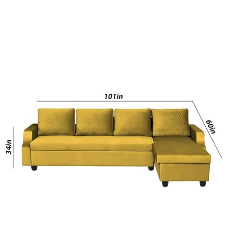 CASALIVING - Asper RHS 6 Seater L Shape Sofa Set for Living Room (Yell