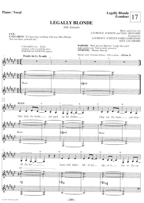 Legally Blonde (17) Vocal Music Notes and Lyrics Analysis - Studocu