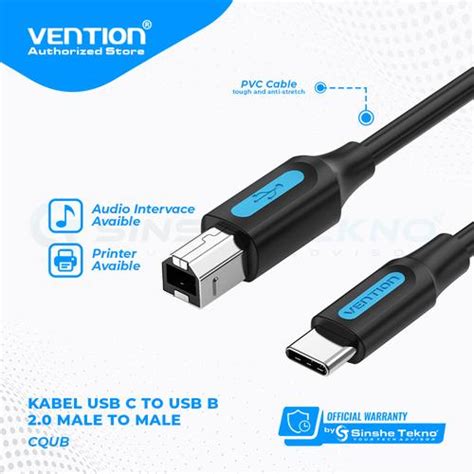 Jual Vention Kabel Data USB Type C to B Male to Male Printer SoundCard ...