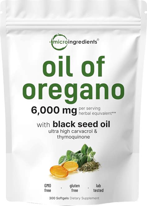Amazon.com: Micro Ingredients Oil of Oregano, 300 Softgel | Oregano Oil ...