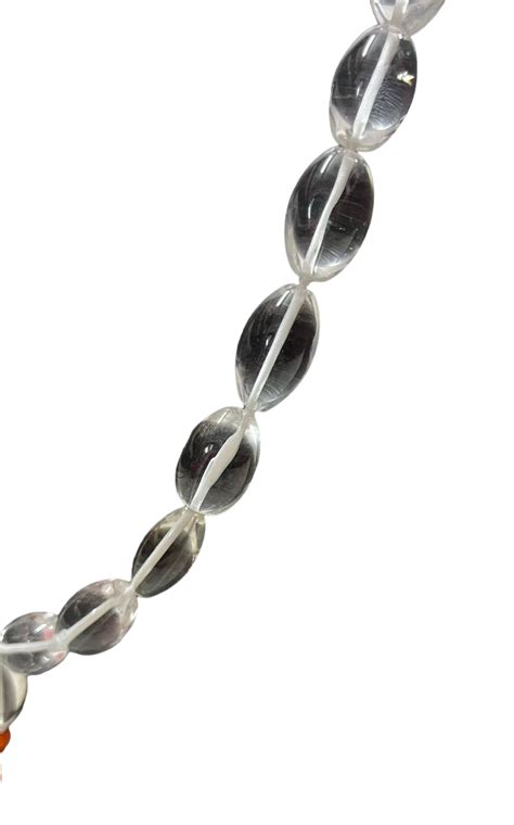 ShivaRatna Natural Sphatik Clear Quartz Mala -Oval Beads Lab Certified