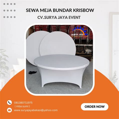 Sewa Meja Bundar Krisbow Cover Ketat Di Jakarta