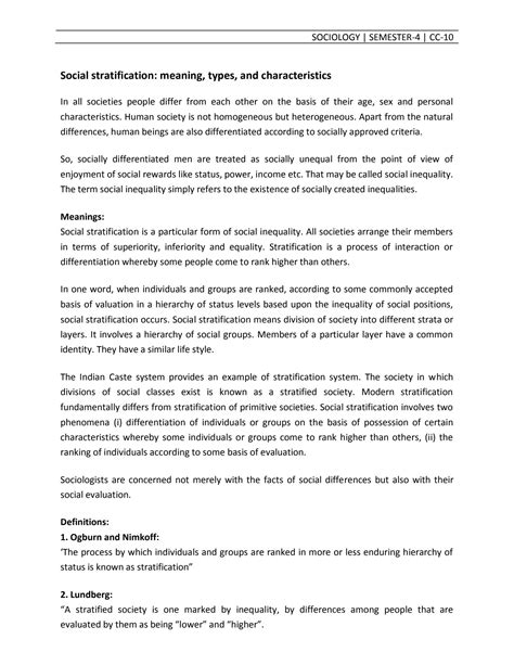 SOLUTION: Social Stratification - Meaning , Types and characteristics ...